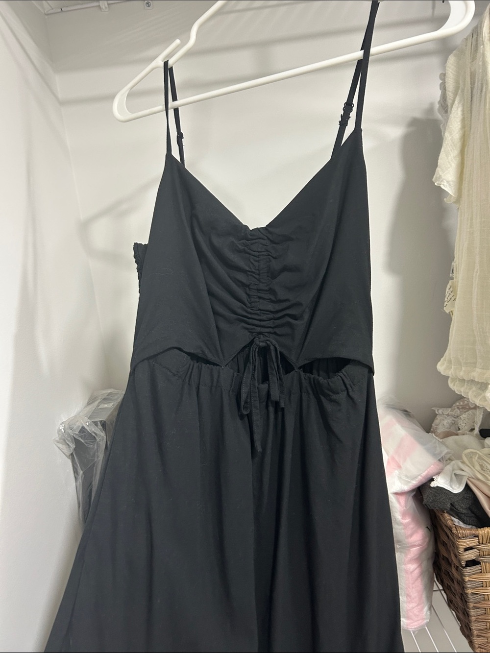 Z Supply Black Strapless-Look Tie Front Maxi Dress